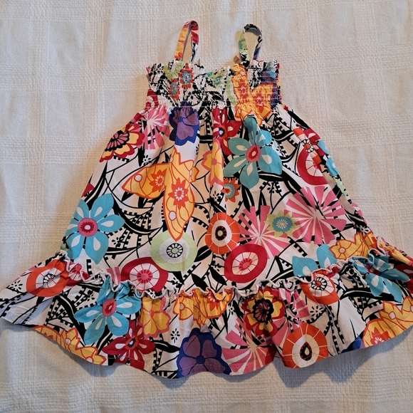 Hanna Andersson girls size 90 of 3T floral dress has stains but they blend in - Picture 1 of 5